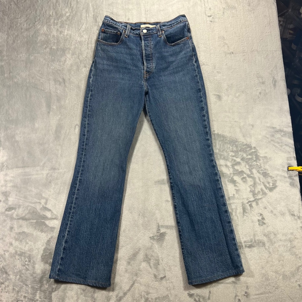 LEVI'S Ribcage Boot Jeans Womens 29x30 Blue Good High Rise Button Fly Western